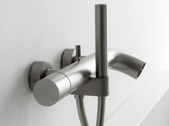 POP - Wall-mounted bathtub mixer with diverter with hand shower _ ZAZZERI