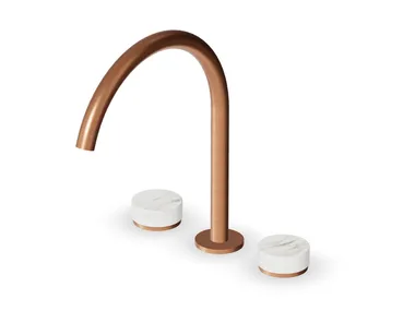 ISY22 ZIS4341.P91 - Countertop washbasin tap with aerator without waste and with Calacatta Oro marble rosettes _ ZUCCHETTI