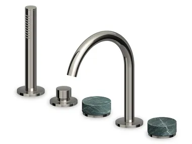 ISY22 ZIS6533.C50 - 5 hole deck mounted Recessed Green marble Aver bathtub tap with hand shower _ ZUCCHETTI