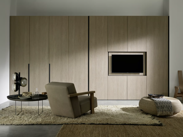 ALTERNA SM009 - Melamine-faced chipboard wardrobe with built-in TV _ Zalf