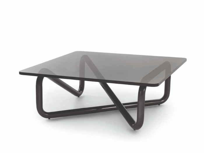 INFINITY - Square glass and steel coffee table _ arflex