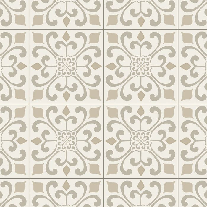 CushionStep | B3381Amador Medallion Vinyl Sheet - Creme