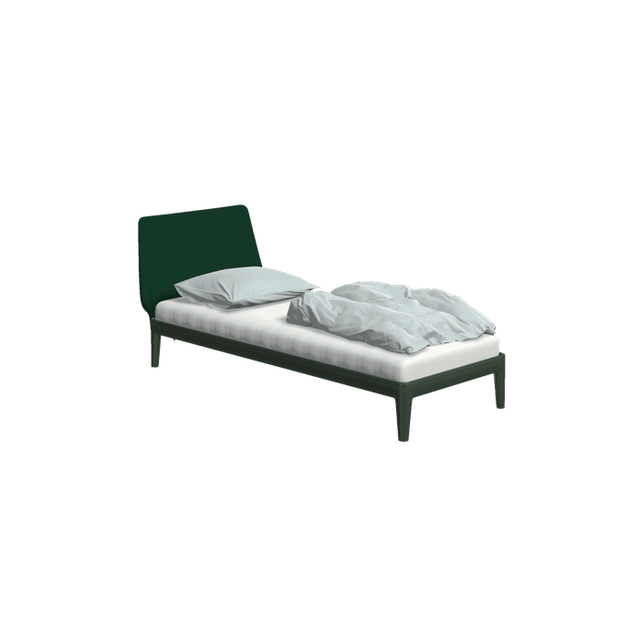 Essential Pine green With headboard upholstered in Reflect / Dark green