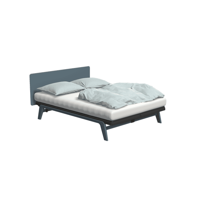 Original bed Cool grey With Straight headboard and table Cool grey