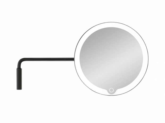 MODO - Wall-mounted round steel shaving mirror with integrated lighting _ blomus