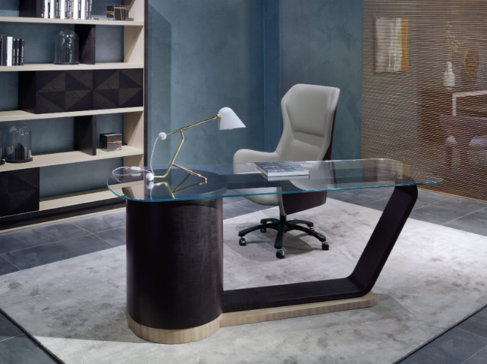 2019 - Glass executive desk with drawers _ carpanelli