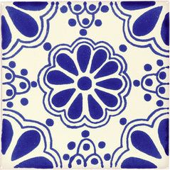 Mexican Talavera Ceramic Decorative Tile: Blue Lace