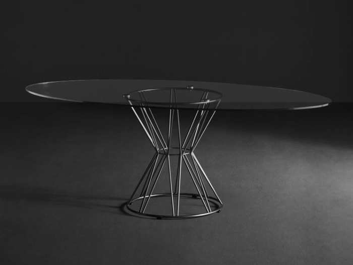 CIRCUS - Oval glass table and steel base _ colico