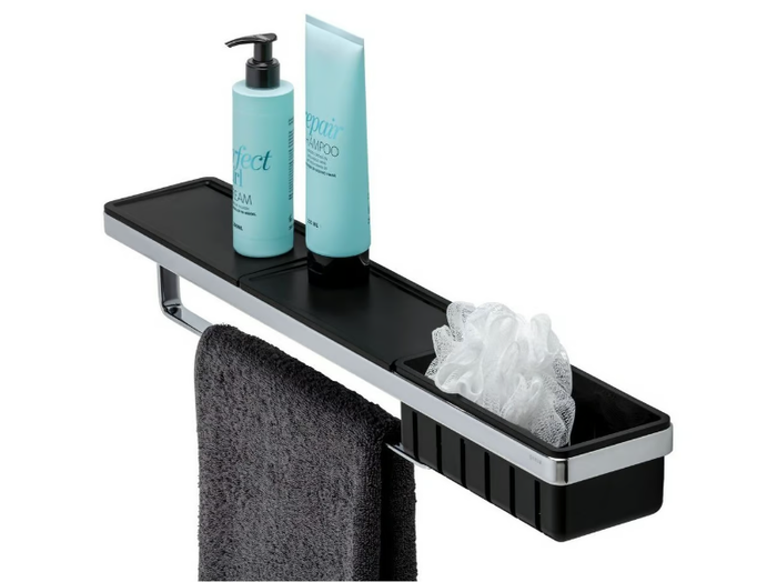 FRAME CHROME BLACK - Metal towel rack / bathroom wall shelf _ coram