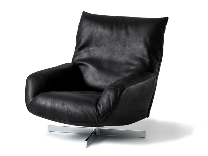 CHIARA - Swivel leather armchair with armrests _ edra