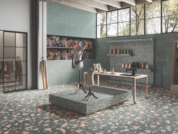 MEDLEY GREEN - Porcelain stoneware wall/floor tiles terrazzo effect _ emilgroup