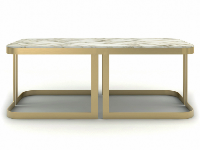 CLARK - Low rectangular marble coffee table _ marioni