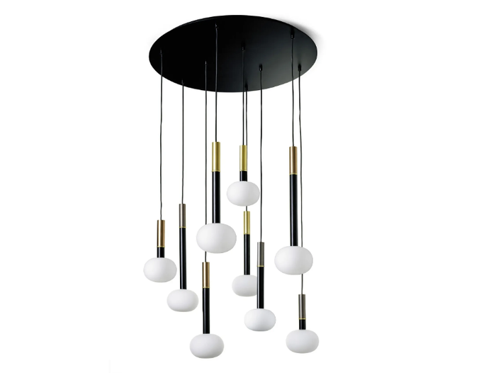 MOSE 9 - Suspension lamp in metal and opal glass _ sforzin