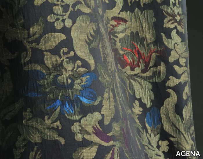 LA GHIRLANDATA - Linen fabric with floral pattern _ AGENA