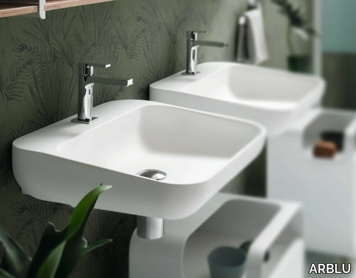 TULIP - Wall-mounted single rectangular washbasin _ ARBLU