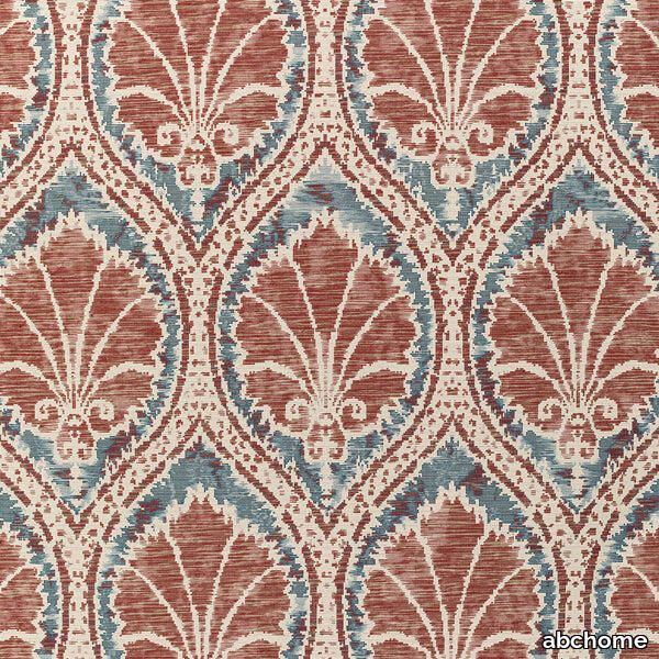 Denim and Brick Textured Damask Fabric