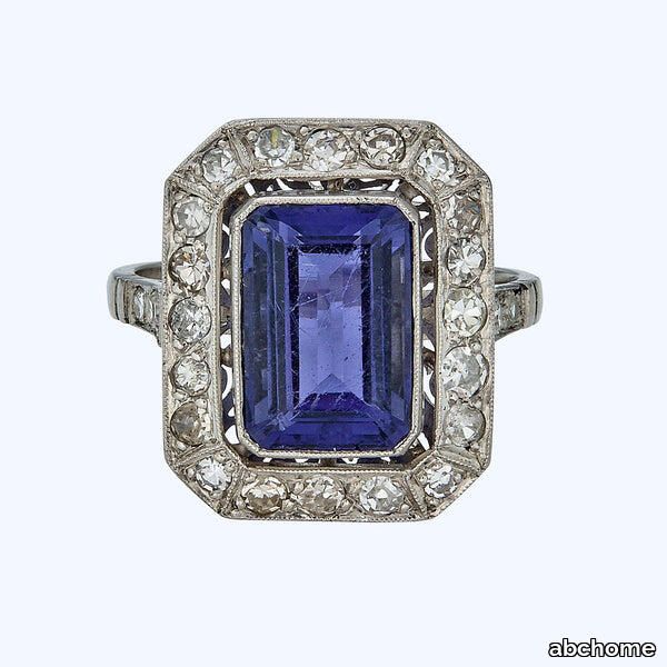 Vintage Tanzanite and Diamond Ring