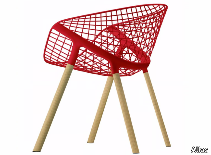 KOBI WOOD - 041 - Steel and wood chair with armrests _ Alias