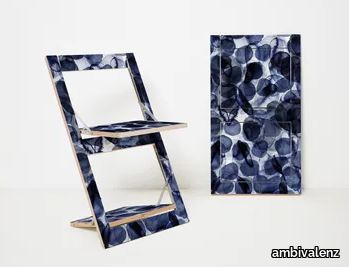 FLÄPPS FOLDING CHAIR - BUBBLES INDIGO - Folding plywood chair _ ambivalenz