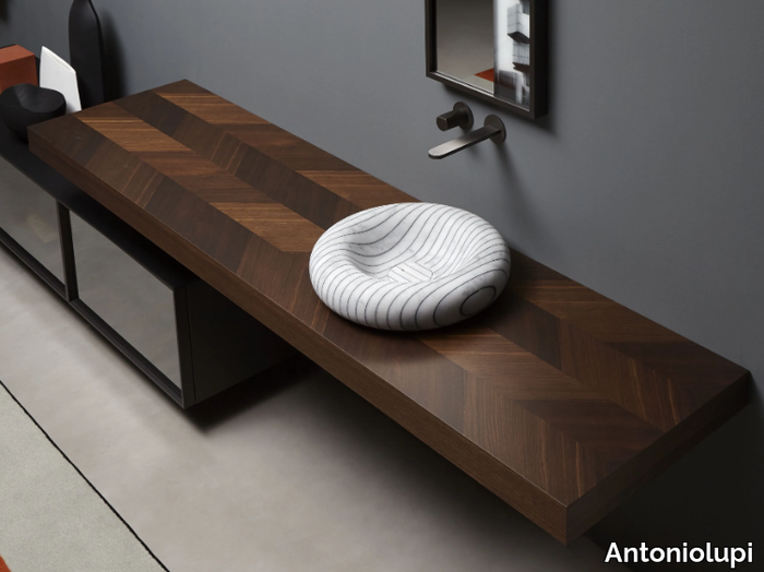 TARSIA - Thermo oak washbasin countertop _ Antoniolupi