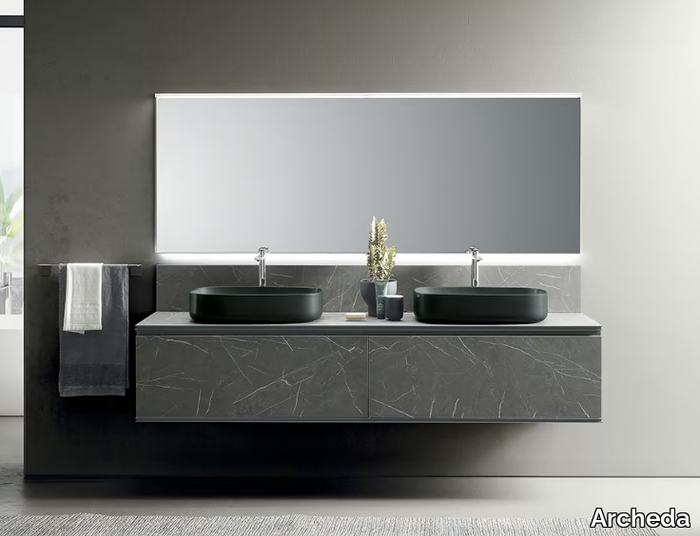 MODULO 02 - Double wall-mounted vanity unit with drawers _ Archeda