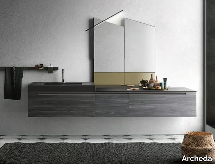 SIDE 06 - Single wall-mounted vanity unit with drawers _ Archeda