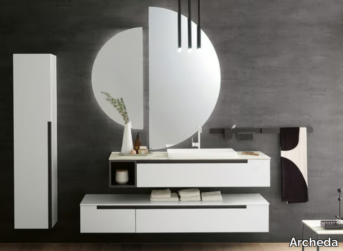 SIDE 09 - Wall-mounted vanity unit with doors with drawers _ Archeda