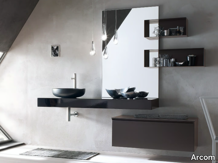 LA FENICE - COMPOSITION 17 - Oak washbasin countertop / bathroom cabinet _ Arcom