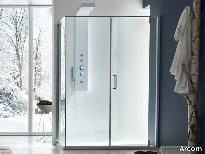 S6 - Corner glass shower cabin with pivot door _ Arcom