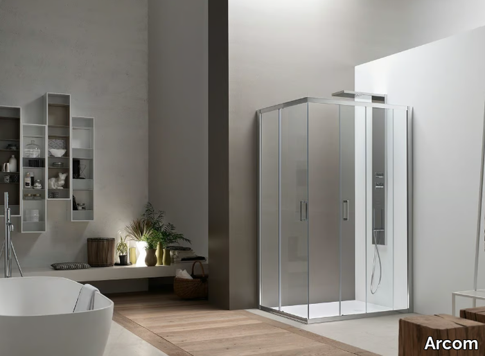 A6 - Corner glass shower cabin with sliding door _ Arcom