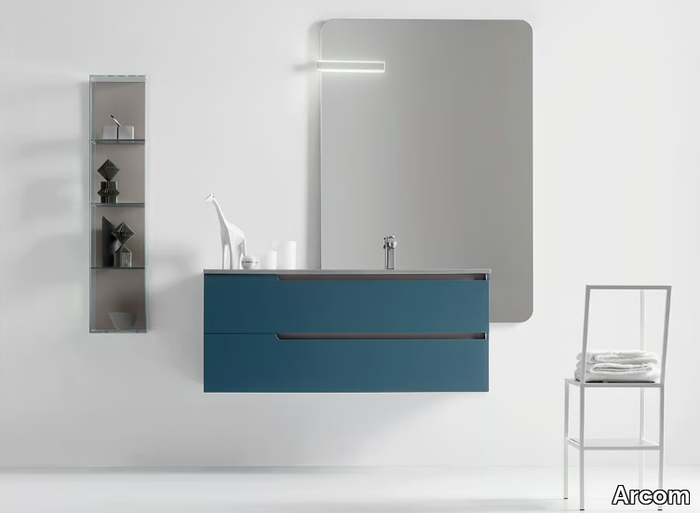 GOLD - COMPOSITION 09 - Sectional wall-mounted wooden vanity unit with drawers _ Arcom