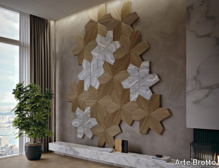 AZALEA 3D - Wooden and marble tridimensional boiserie _ Arte Brotto