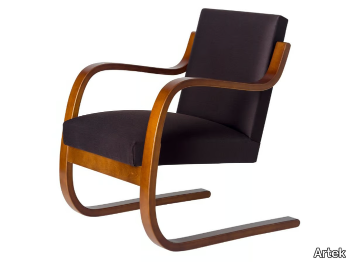 402 - Cantilever wooden armchair with armrests _ Artek