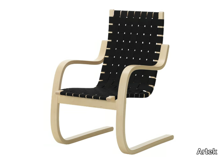 406 - Cantilever wooden armchair with armrests _ Artek