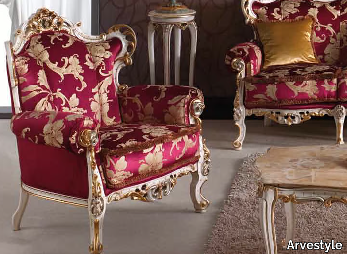 BAROQUE - Upholstered armchair with armrests _ Arvestyle