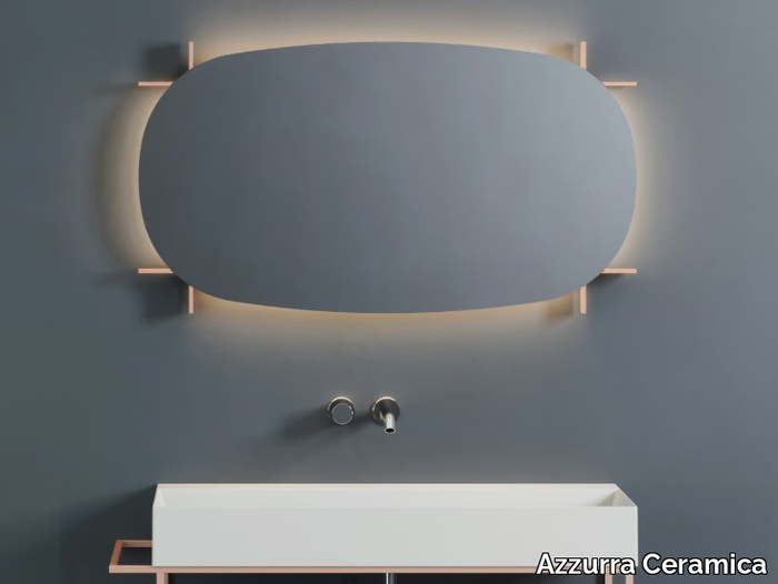 MARK - Oval mirror with integrated lighting _ Azzurra Ceramica