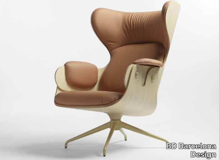 LOUNGER - Upholstered leather armchair high-back _ BD Barcelona Design