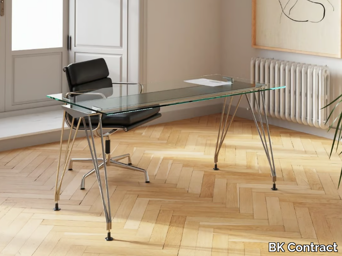 A1 HOME OFFICE - Rectangular glass writing desk _ BK Contract