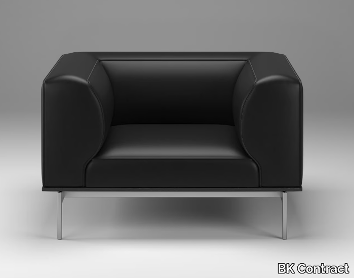 PLATEAU - Leather armchair with armrests _ BK Contract