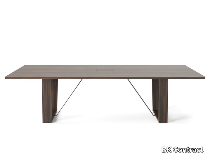 W MEETING - Rectangular wood veneer meeting table with cable management _ BK Contract