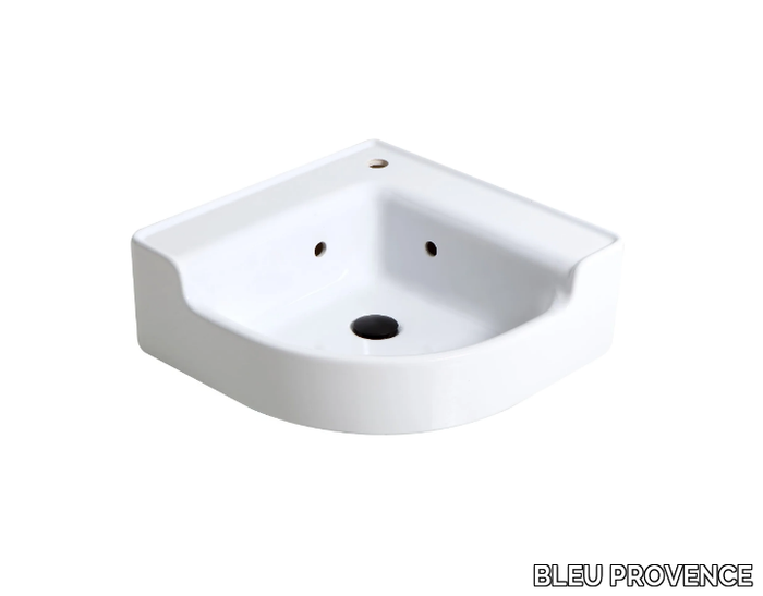 INDUSTRIALIS - Wall-mounted corner ceramic washbasin _ BLEU PROVENCE