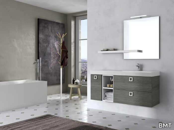 JUPITER 01 - Wall-mounted vanity unit with mirror _ BMT