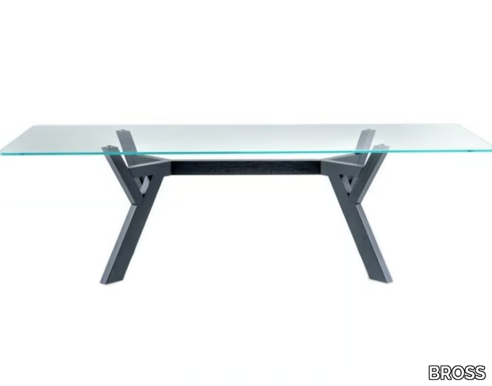 TRIGONO - Rectangular crystal table with solid wood base _ BROSS