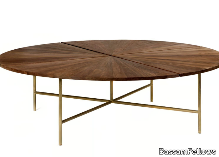 CIRCULAR - Round stainless steel and wood table _ BassamFellows