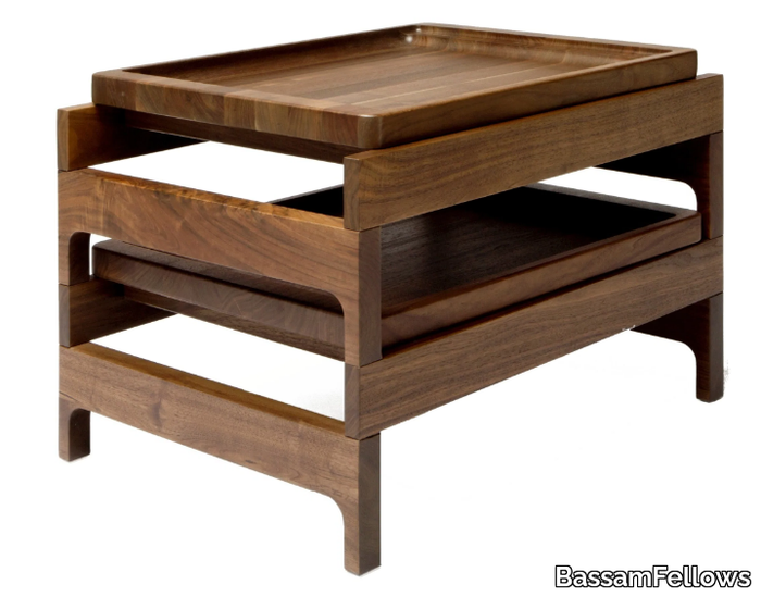 TRAY RACK - Solid wood side table with removable trays _ BassamFellows