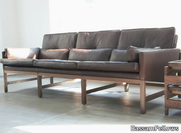 WOOD FRAME LOUNGE - Low back wood and upoholstered sofa _ BassamFellows