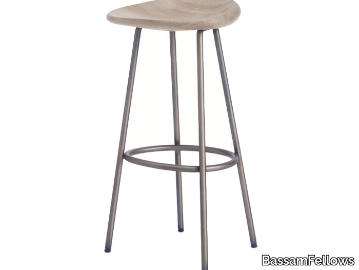 PEBBLE - Steel and wood bar stool _ BassamFellows