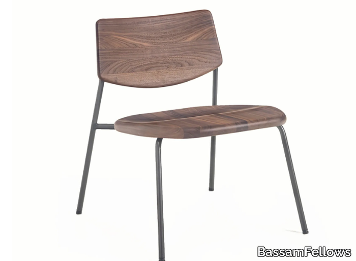 PIPE - Stackable stainless steel and solid wood lounge chair _ BassamFellows