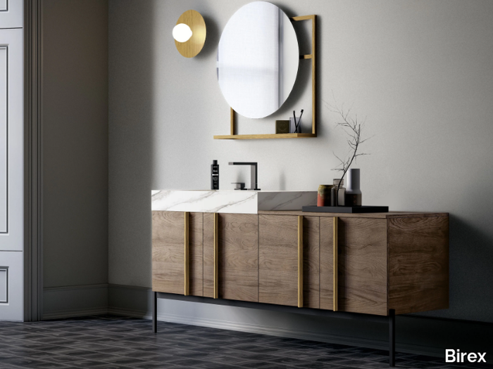 SIDÉRO COMP. 1 - Floor-standing single vanity unit with mirror _ Birex