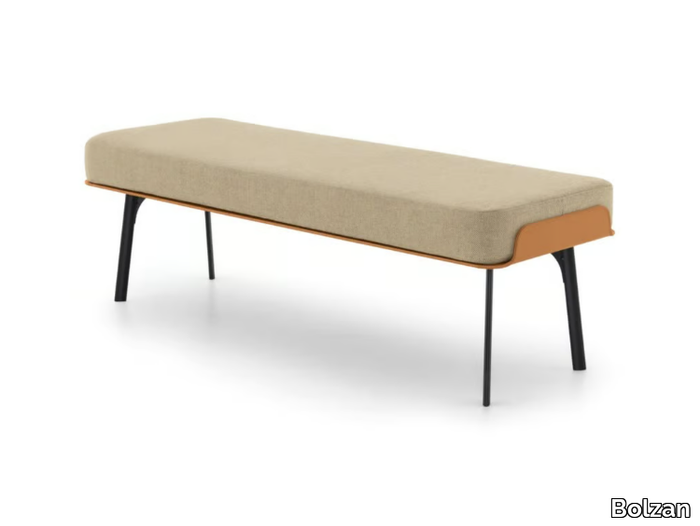 GABRI - Upholstered tanned leather and textile bench _ Bolzan